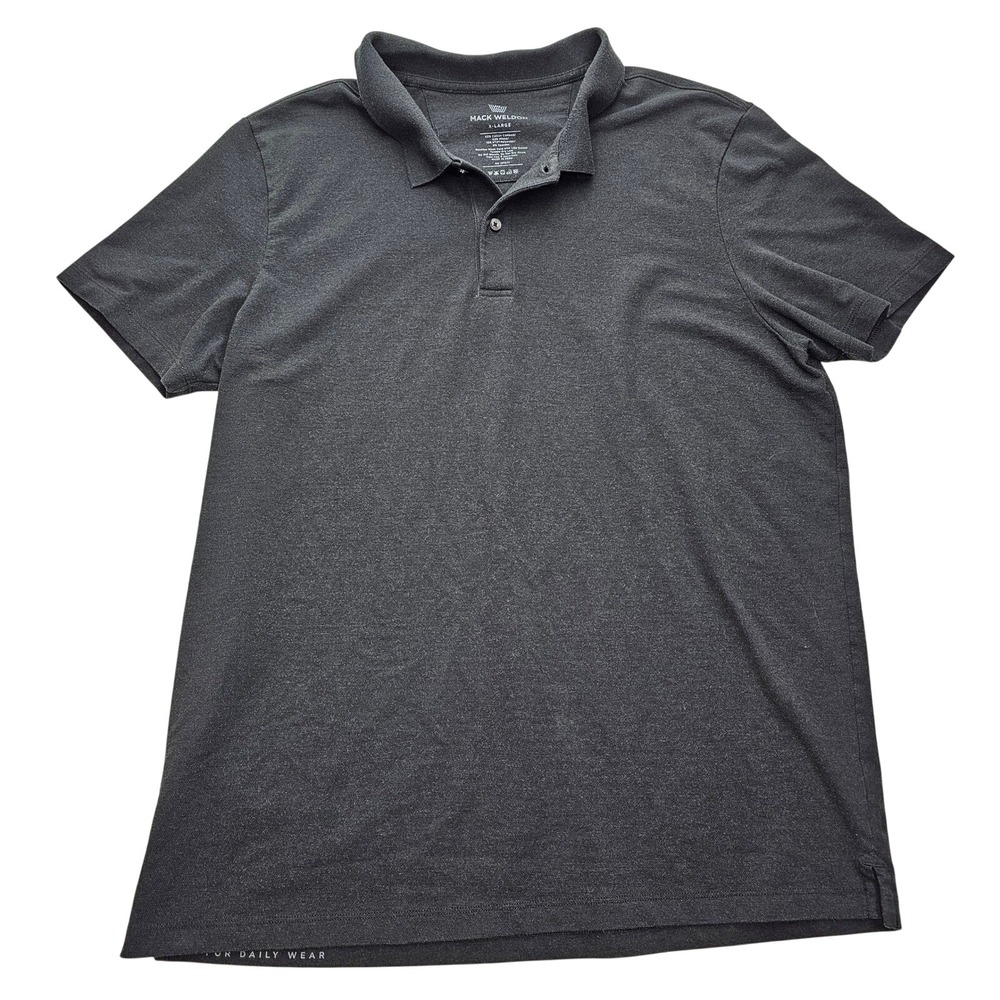 Mack Weldon Polo Shirt Mens‎ XL Charcoal Gray Heather RugbyShort Sleeve Stretch